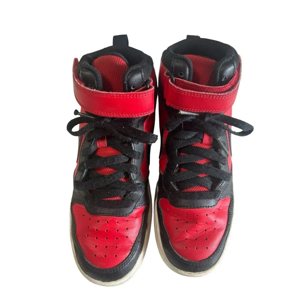 Nike Boys Court Borough Mid 2 CD7782-602 Leather Red Basketball Sneakers 5Y